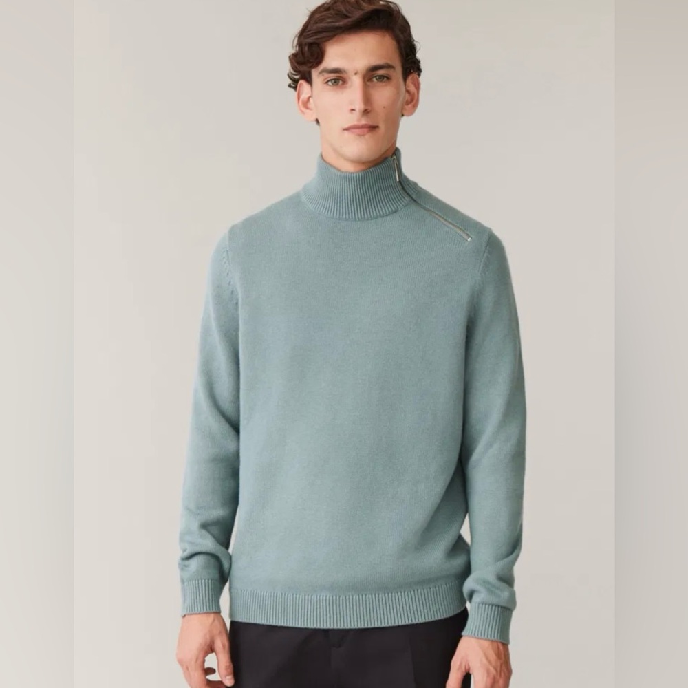 COS Men's Blue Turtleneck Sweater Size Medium minimalist